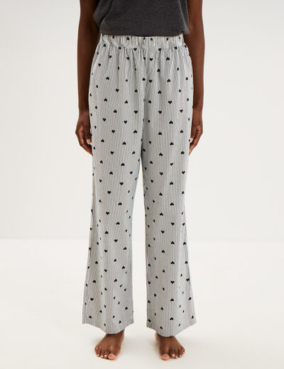 Pantalon de pyjama droit coton noir femme