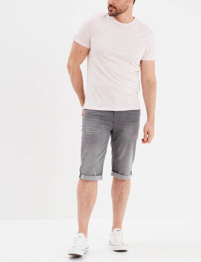 Bermuda short en jean regular denim gris homme
