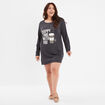 Chemise de nuit manches longues coton gris foncé femme grande taille