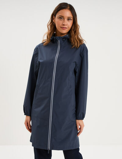 Parka longue imp&eacute;rm&eacute;able coupe-vent gris fonc&eacute; femme
