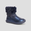 Bottines &agrave; paillettes et col fourr&eacute; bleu marine fille
