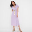 Robe midi fendue avec col cache-coeur parme femme