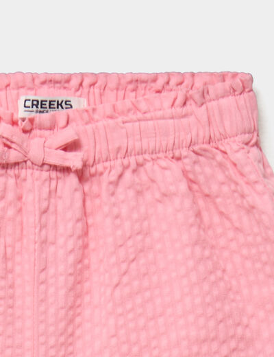 Short taille &eacute;lastiqu&eacute;e coton rose b&eacute;b&eacute; fille