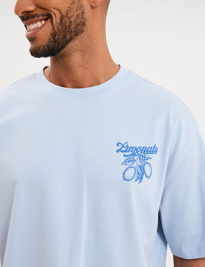T-shirt coton &eacute;pais manches courtes bleu clair homme