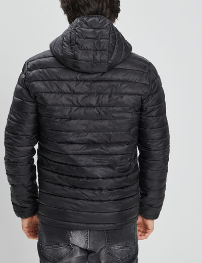 Doudoune l&eacute;g&egrave;re d&eacute;perlante &agrave; capuche noir homme
