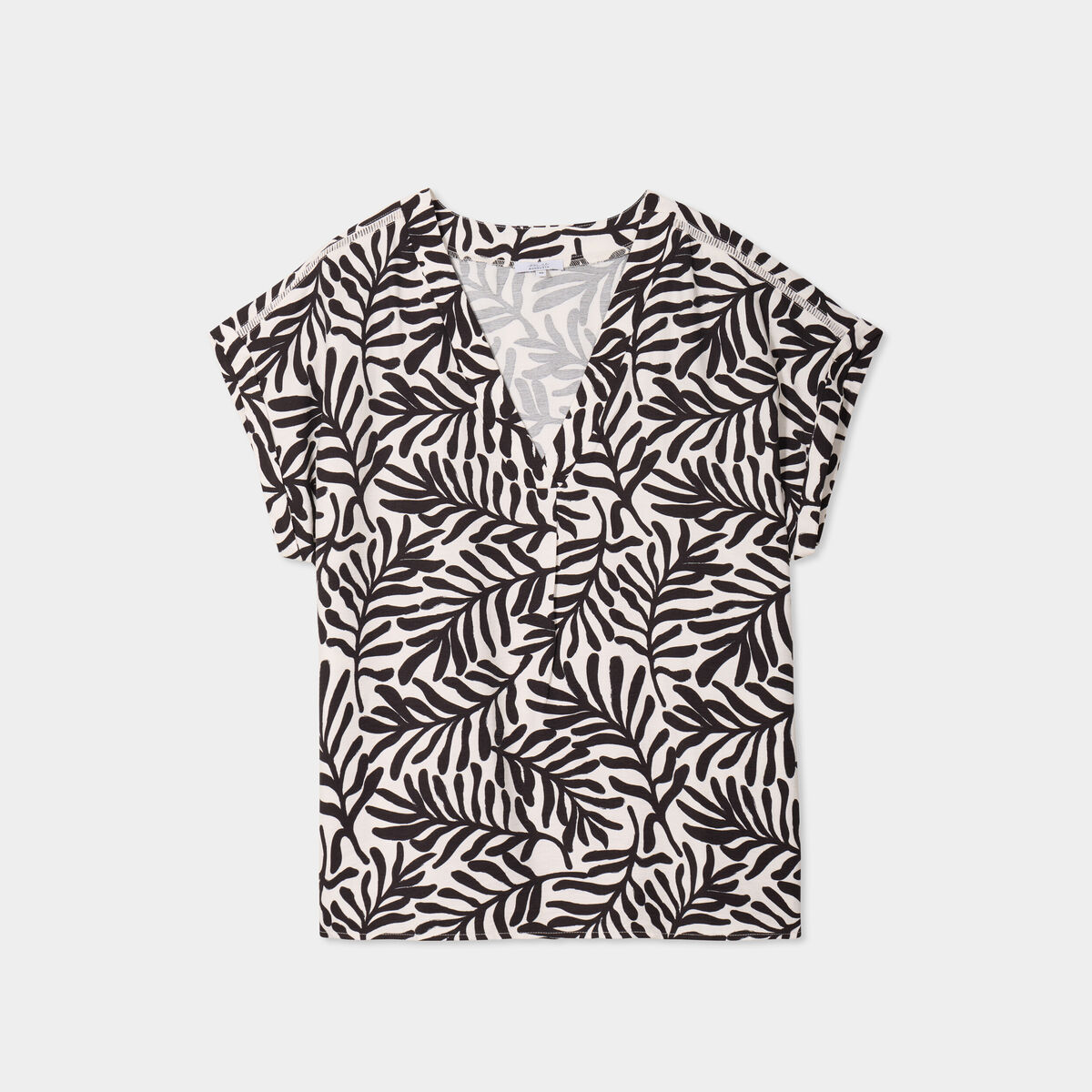 Blouse col en V manches courtes blanc femme grande taille
