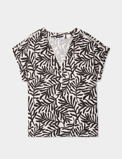 Blouse col en V manches courtes blanc femme grande taille