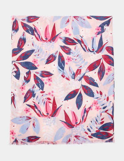 Foulard motif floral rose clair femme