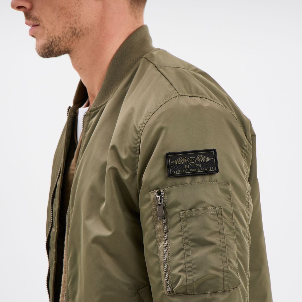 Blouson bomber d&eacute;perlant Liberto vert kaki homme