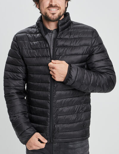 Doudoune droite légère col montant noir homme