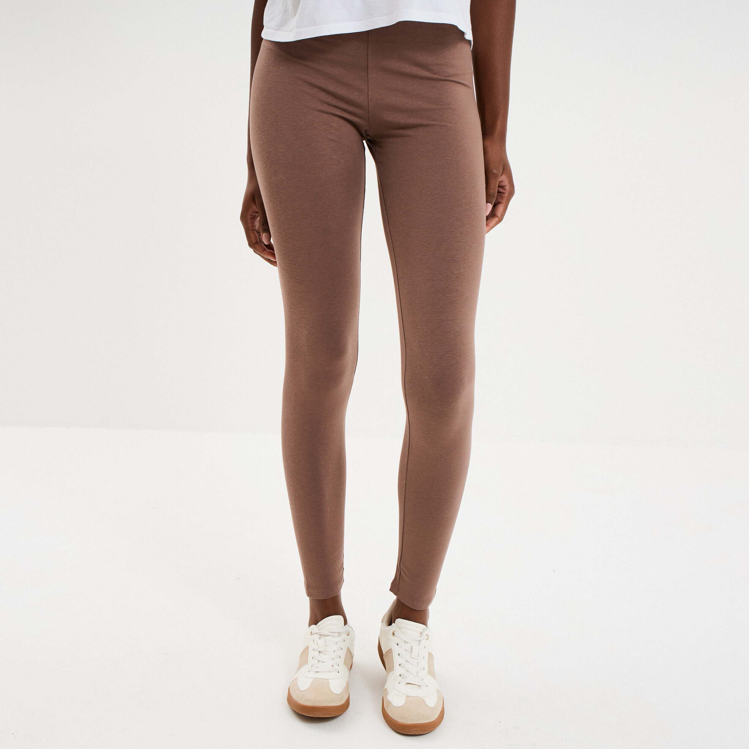 Legging long taille haute marron cognac femme LH