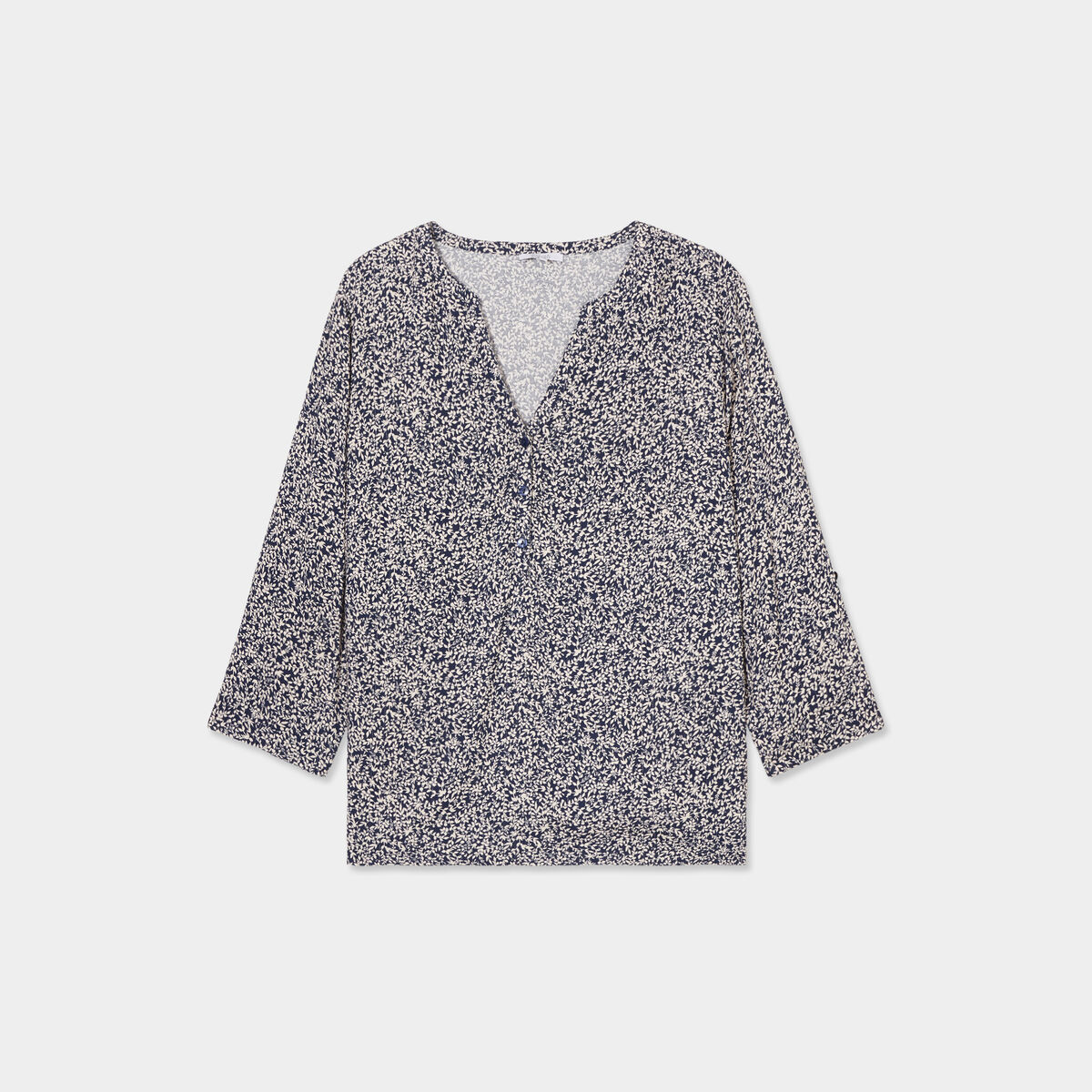 Blouse manches 3/4 retroussables bleu marine femme grande taille