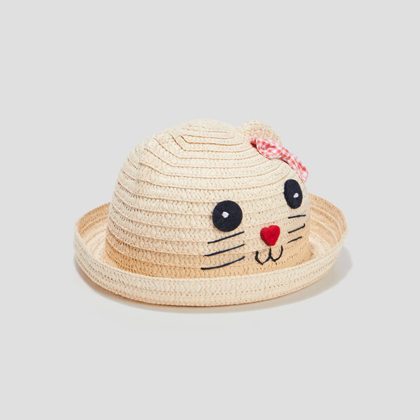 chapeau tresse fantaisie beige bebef Chapeau tressé fantaisie beige bébé fille