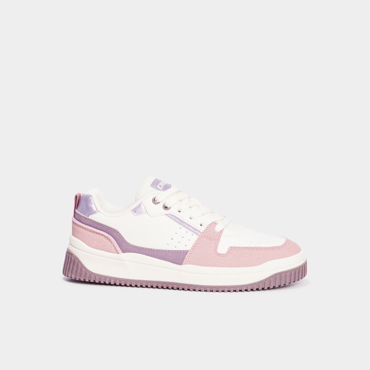 Tennis basses semelle plate &eacute;paisse violet femme