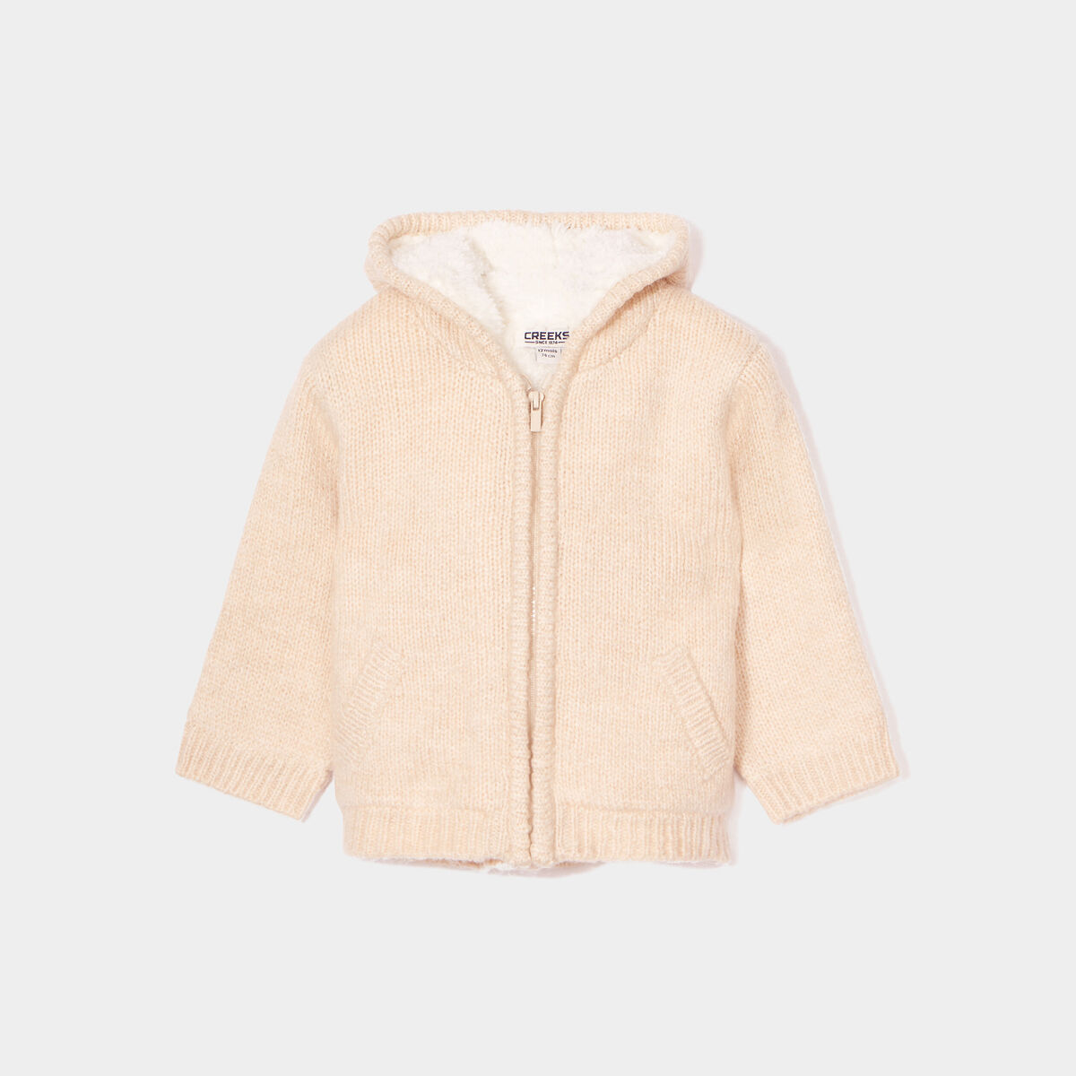 Gilet doublé à capuche Creeks marron cognac bébé garçon