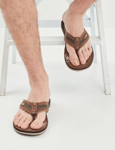 Mules plates marron homme