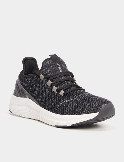 Baskets running lacets élastiqués noir homme