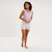 D&eacute;bardeur col rond droit coton mauve femme