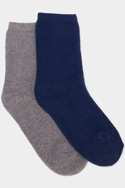 Lot 2 paires chaussettes thermiques gris gar&ccedil;on