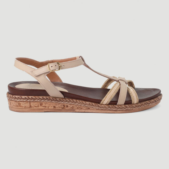 Sandales avec talon compensé femme beige