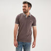 Polo slim manches courtes stretch gris fonc&eacute; homme