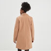 Manteau doublé long droit boutonné marron clair femme