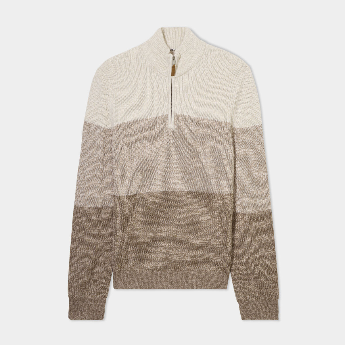 Pull camionneur col zippé taupe homme