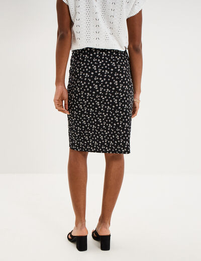 Jupe tulipe courte taille &eacute;lastiqu&eacute;e noir femme