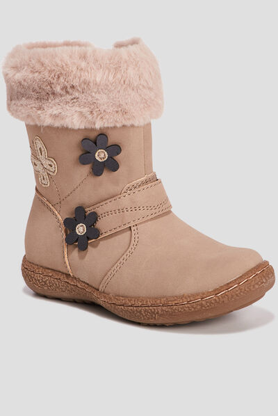 Bottes avec fausse fourrure sable fille