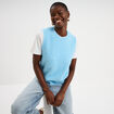 Pull sans manches col rond bleu clair femme