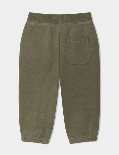 Pantalon jogging taille élastiquée coton vert kaki bébé garçon