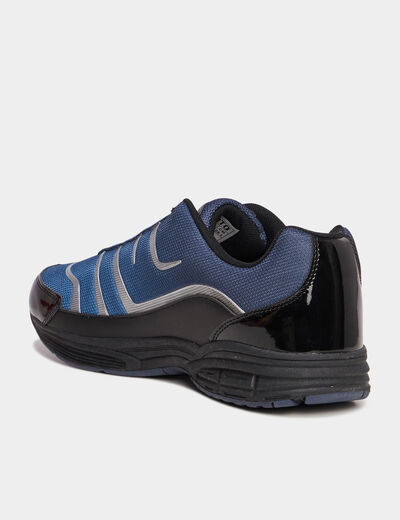 Baskets plates running élastiquées bleu homme
