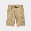 Bermuda cargo c&ocirc;tel&eacute; coton ceintur&eacute; beige homme
