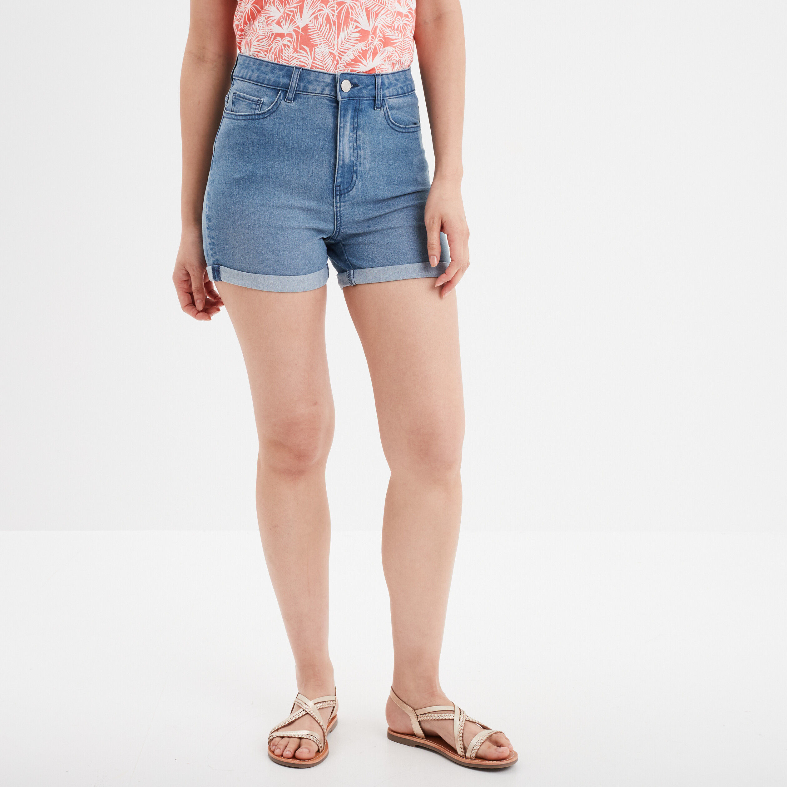 Short en jean slim denim double stone femme LH
