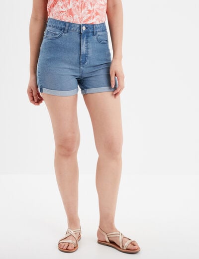 Short en jean slim denim double stone femme