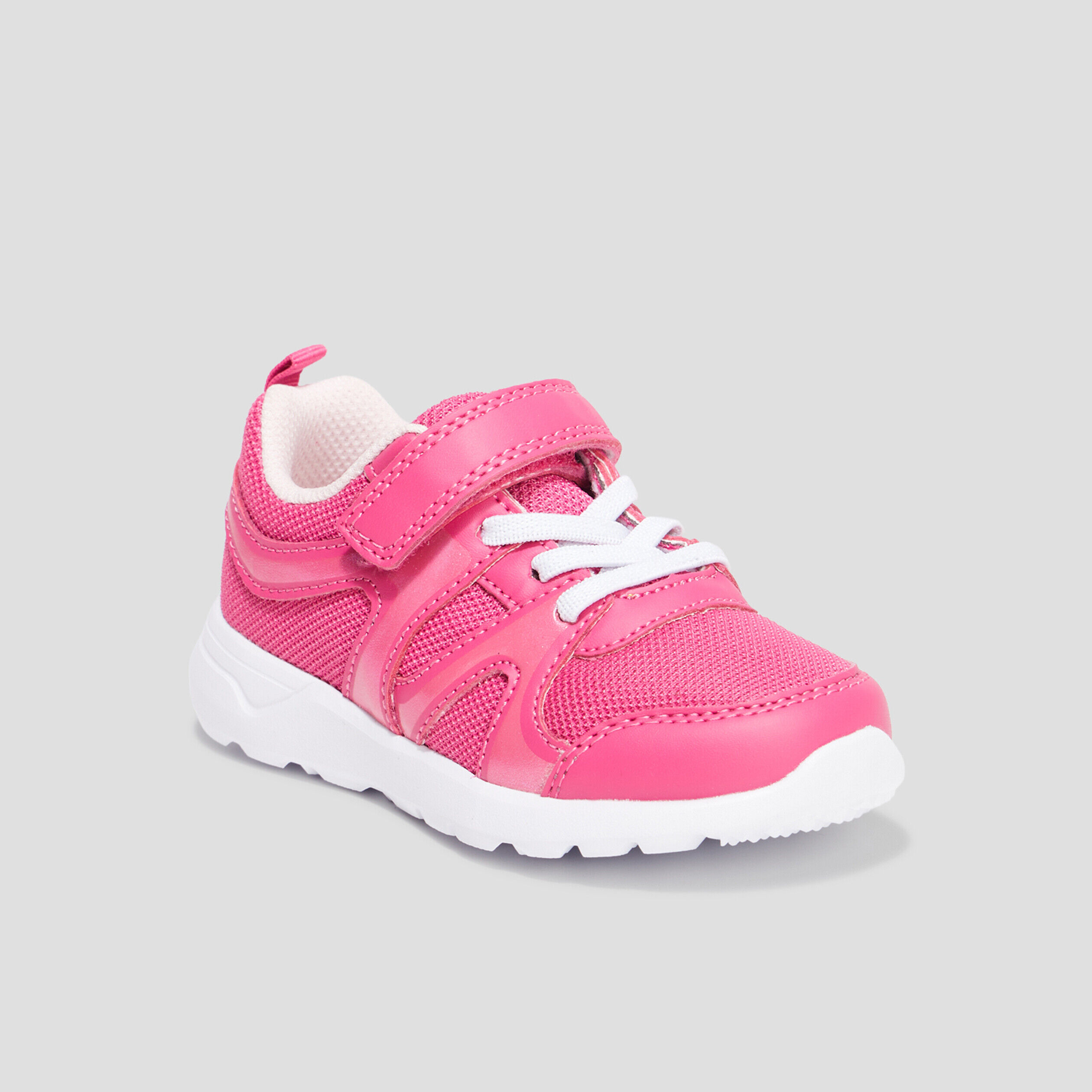 Baskets running à scratchs et paillettes rose fille