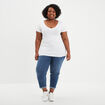 T-shirt col en V manches courtes coton blanc femme grande taille