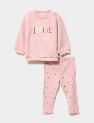 Ensemble sweat et legging rose clair bébé fille