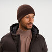 Bonnet avec bord &agrave; revers tricot&eacute; marron fonc&eacute; homme