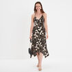 Robe longue évasée asymétrique noir femme