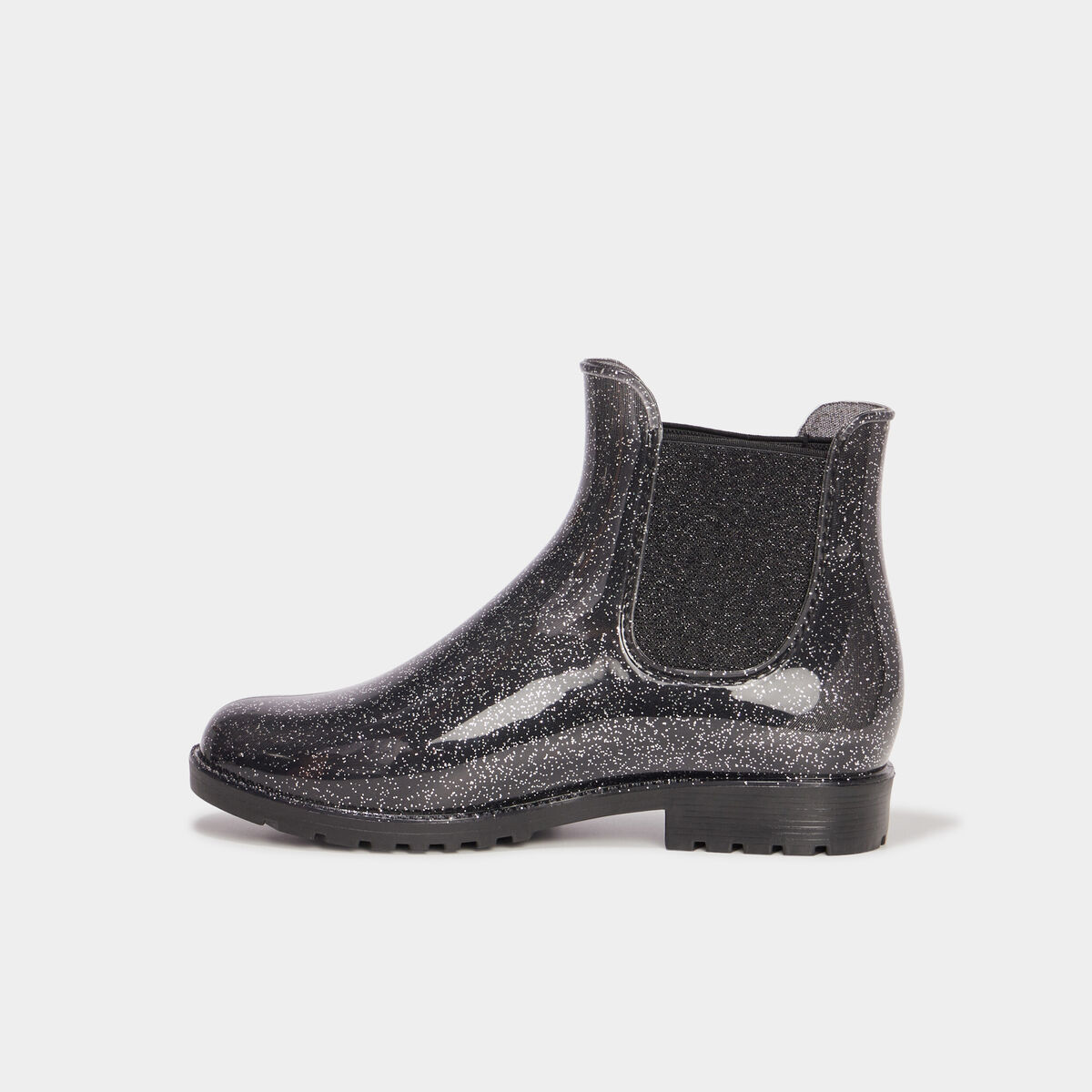 Bottines de pluie chelsea à paillettes gris argent fille