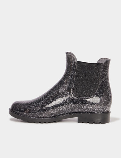 Bottines de pluie chelsea à paillettes gris argent fille