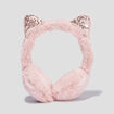 Cache-oreilles sequins fausse fourrure rose clair fille