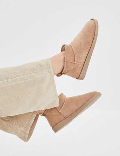 Bottines fourrées sable femme