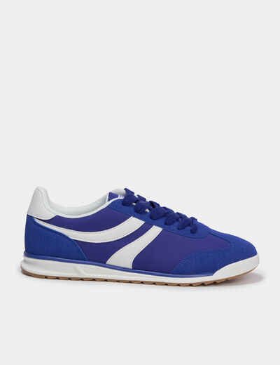 Tennis basses &agrave; lacets bleu homme