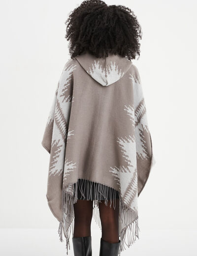 Poncho à capuche gris femme