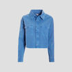 Surchemise cropped manches longues bleu electrique femme