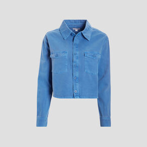 surchemise cropped manches longues bleu electrique femme Surchemise cropped manches longues bleu electrique femme