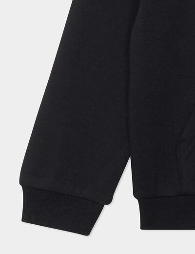 Sweat zipp&eacute; &agrave; capuche droit molleton noir fille