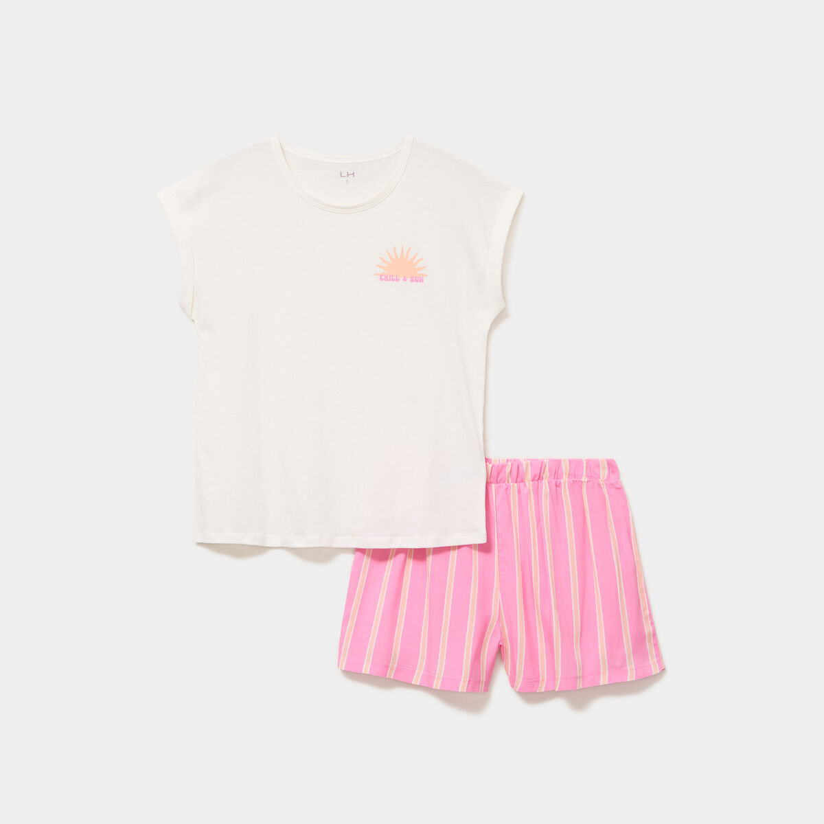 Ensemble pyjama short et t-shirt rose femme